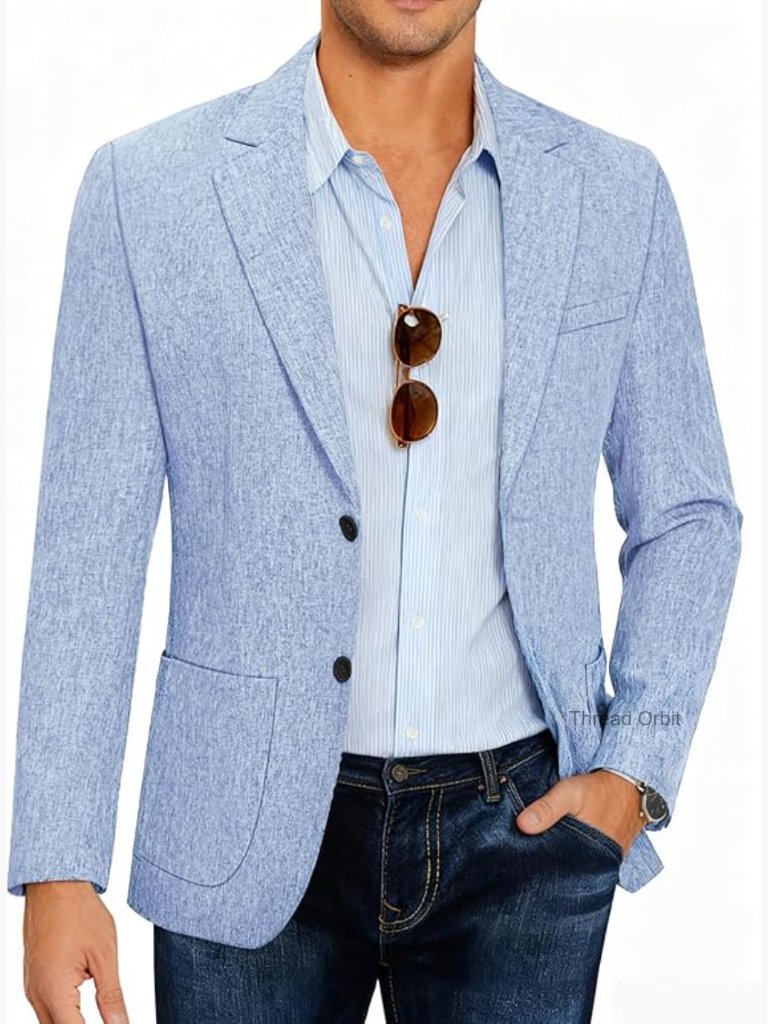 Slim Fit Two Button Sport Coat Blazer Lightweight Casual Suit Jacket